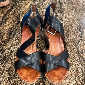 Black Leather Women's Sandals